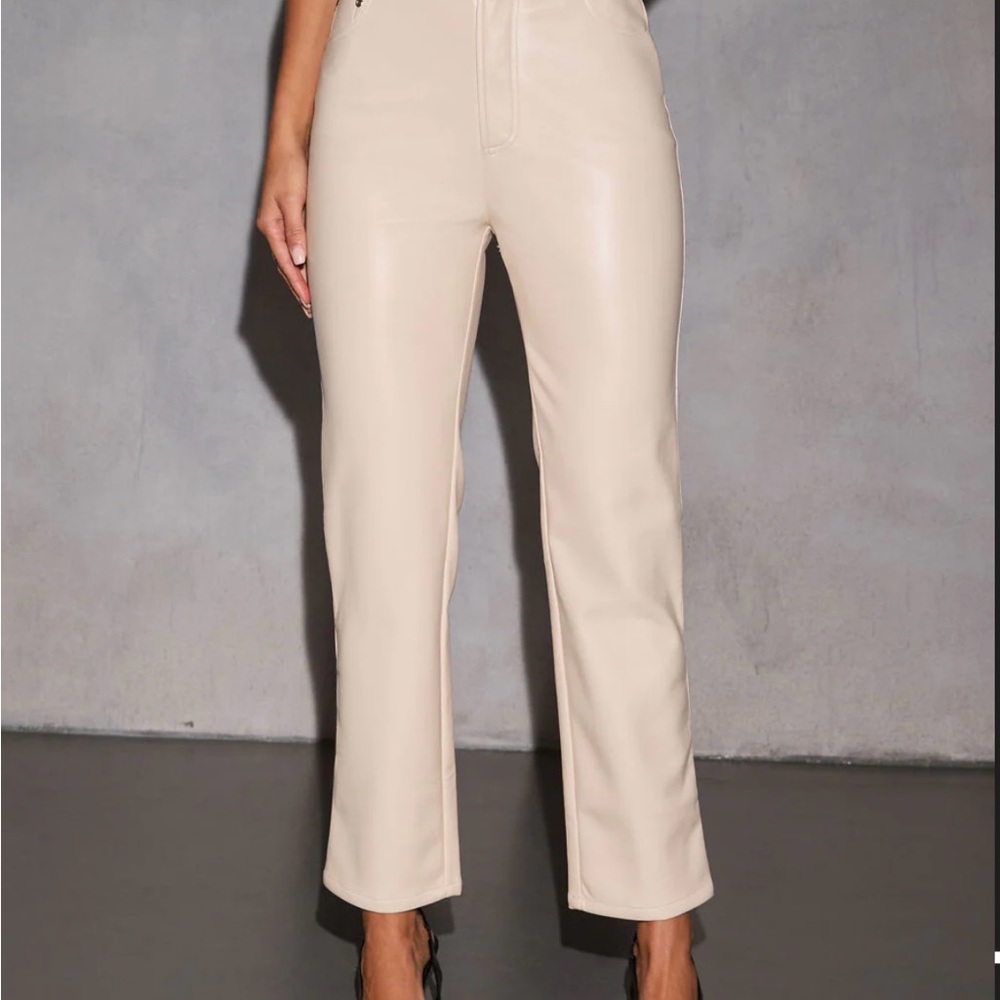 Chic Cream Leather Pants